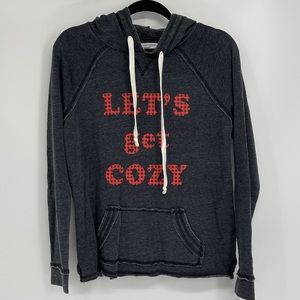 LET'S GET COZY SOFT COTTON BLEND GRAPHIC HOODIE SIZE XL